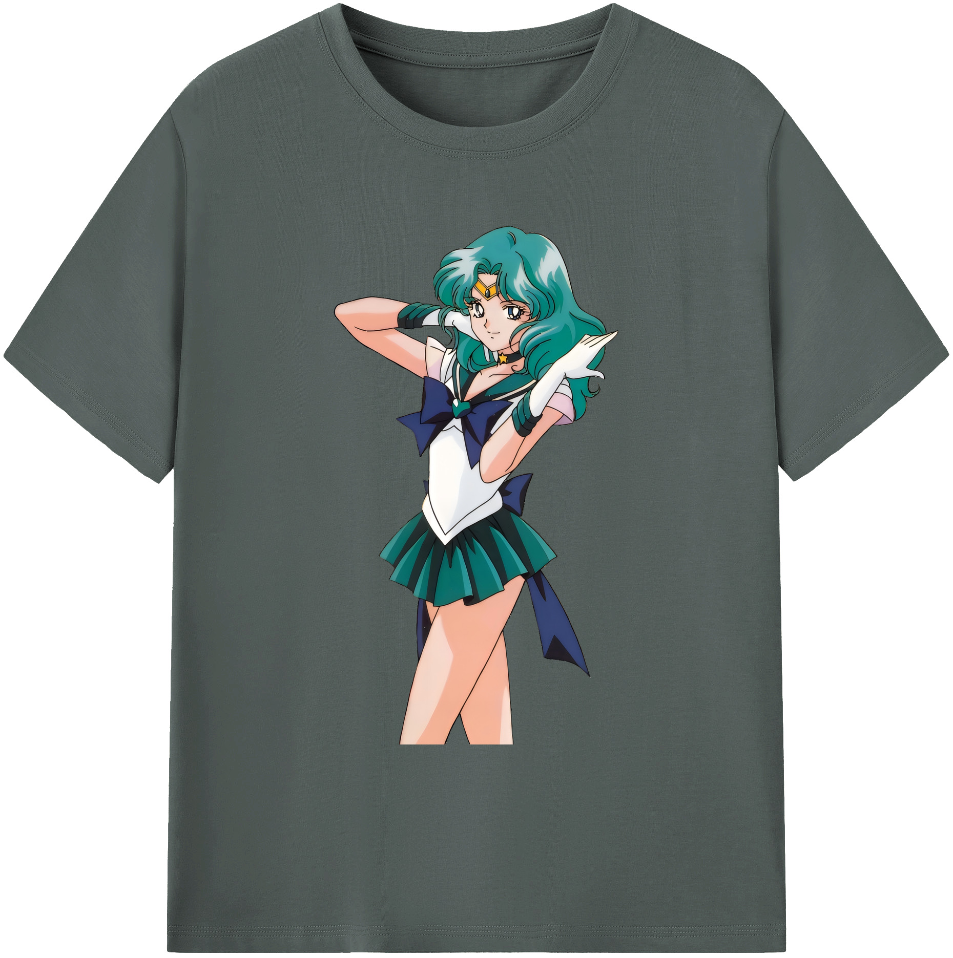 （画像用） 美少女戦士セーラームーン 海王 みちる（かいおう みちる） Sailor Moon Kaiou Michiru 綿100％ メンズ半袖Tシャツ｜肌触りやわらか＆通気性